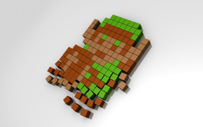 3D pixel art of a character
