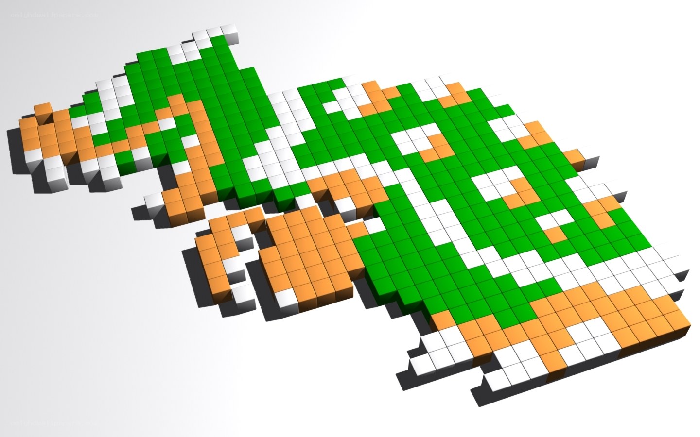 3D pixel art of a turtle