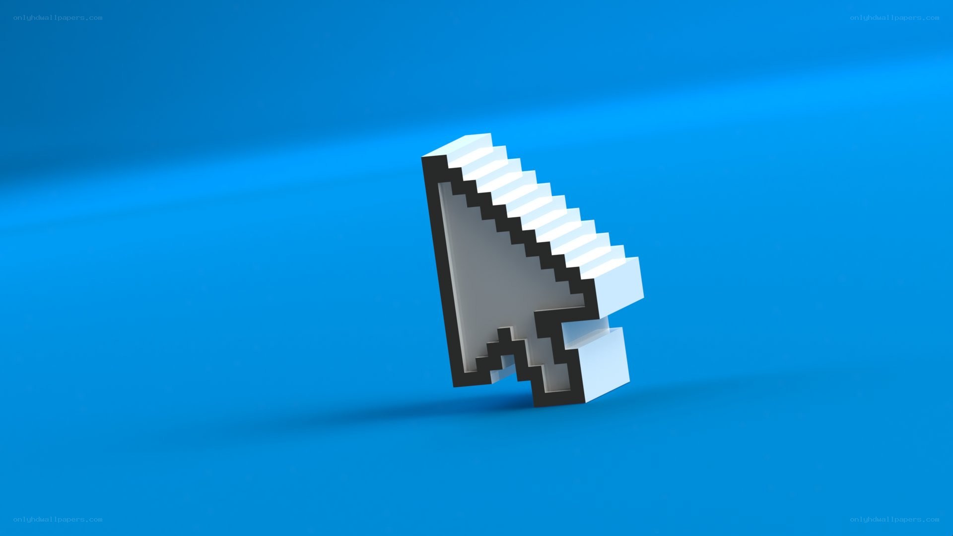 3D pixel cursor on blue