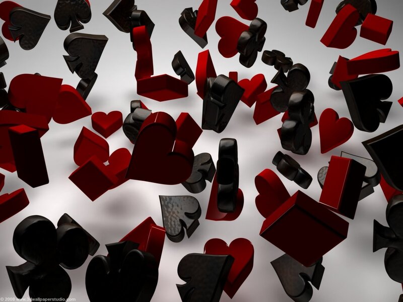 3D playing card symbols falling