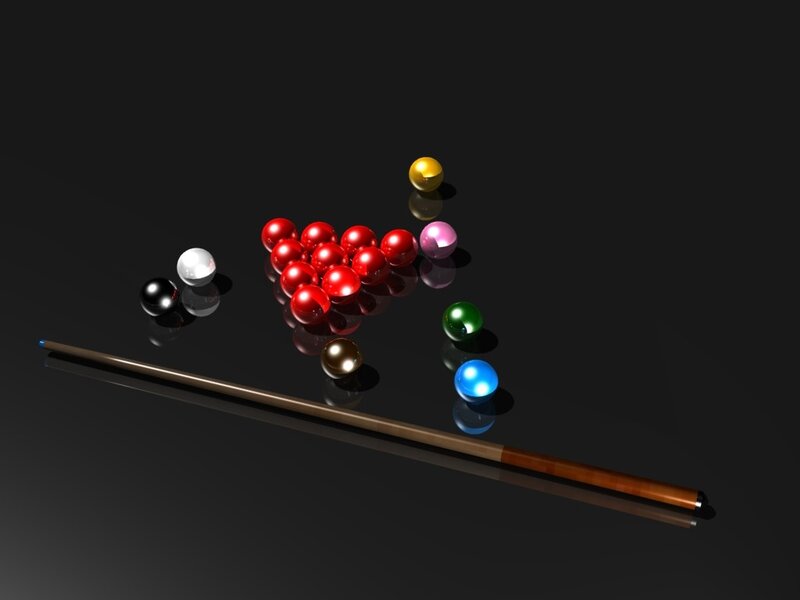 3D pool balls and cue stick