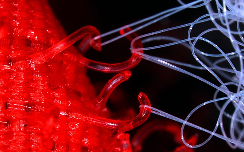 3D printed red and white structure