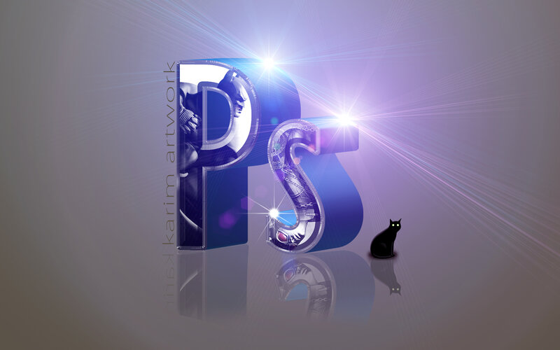 3d Ps Logo with Cat