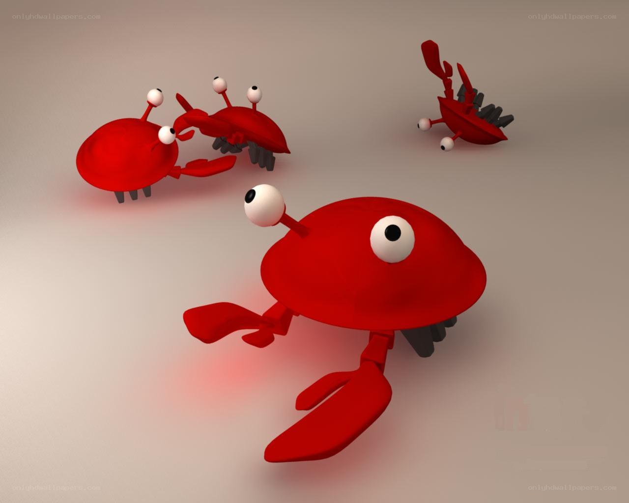 3D red cartoon crabs