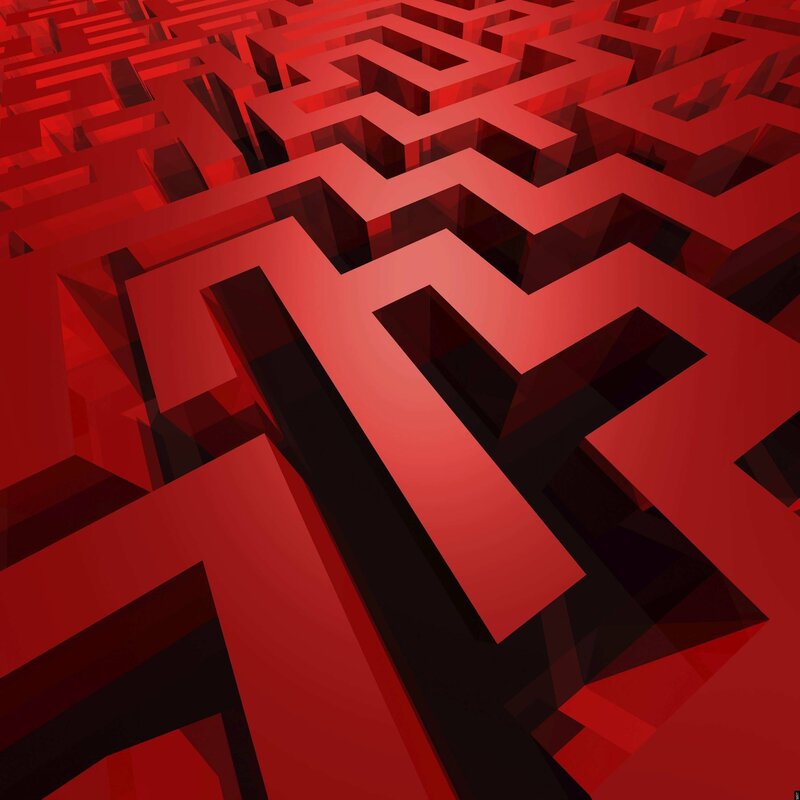 3D red maze structure