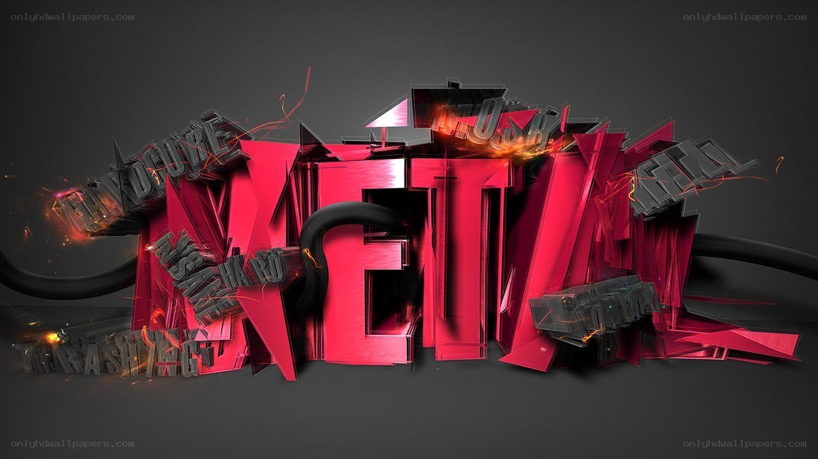 3D red text explosion