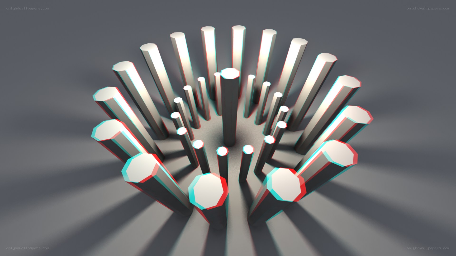 3D render of hexagonal rods