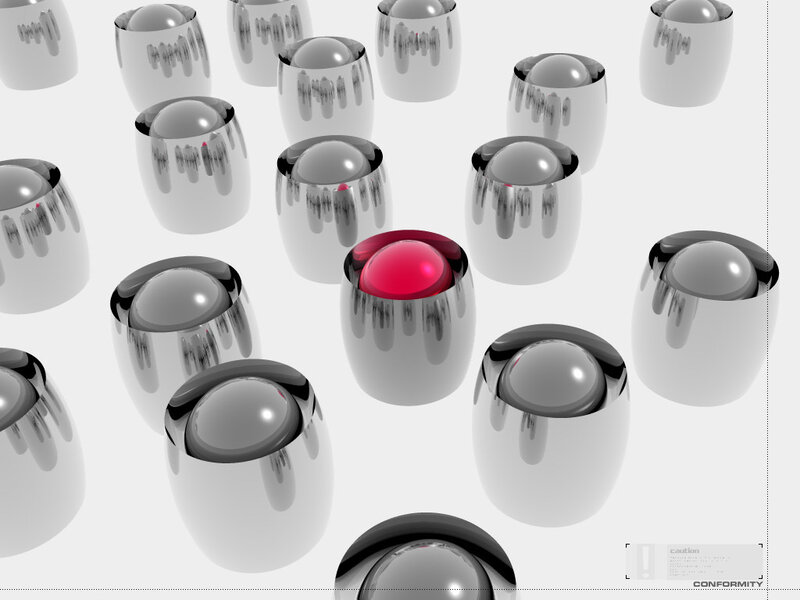 3D render of metallic cylinders