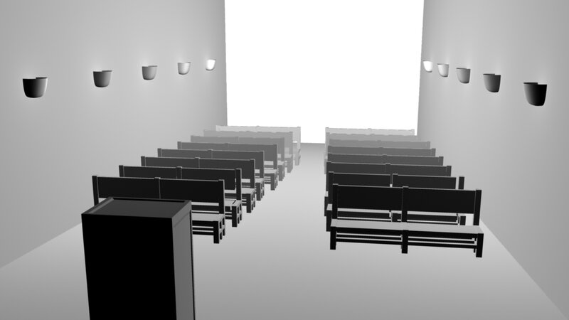 3D rendered church interior
