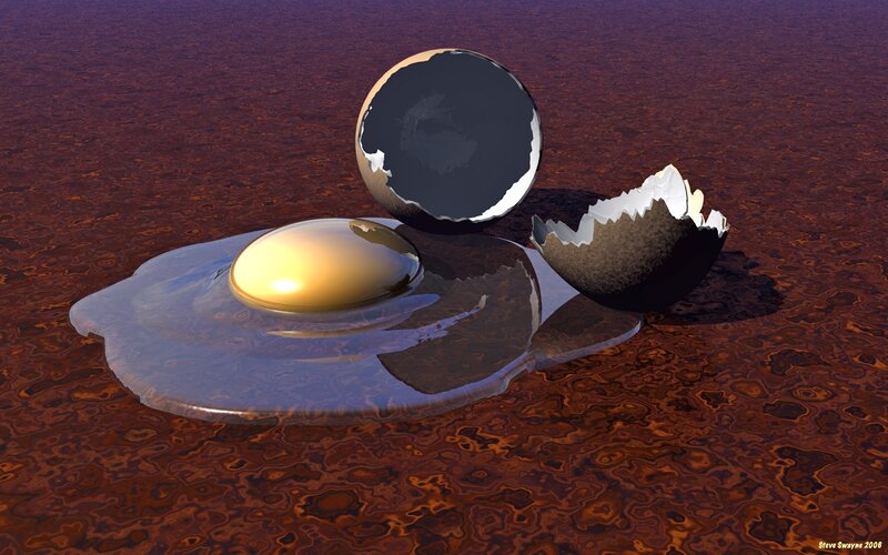 3D-rendered fried egg