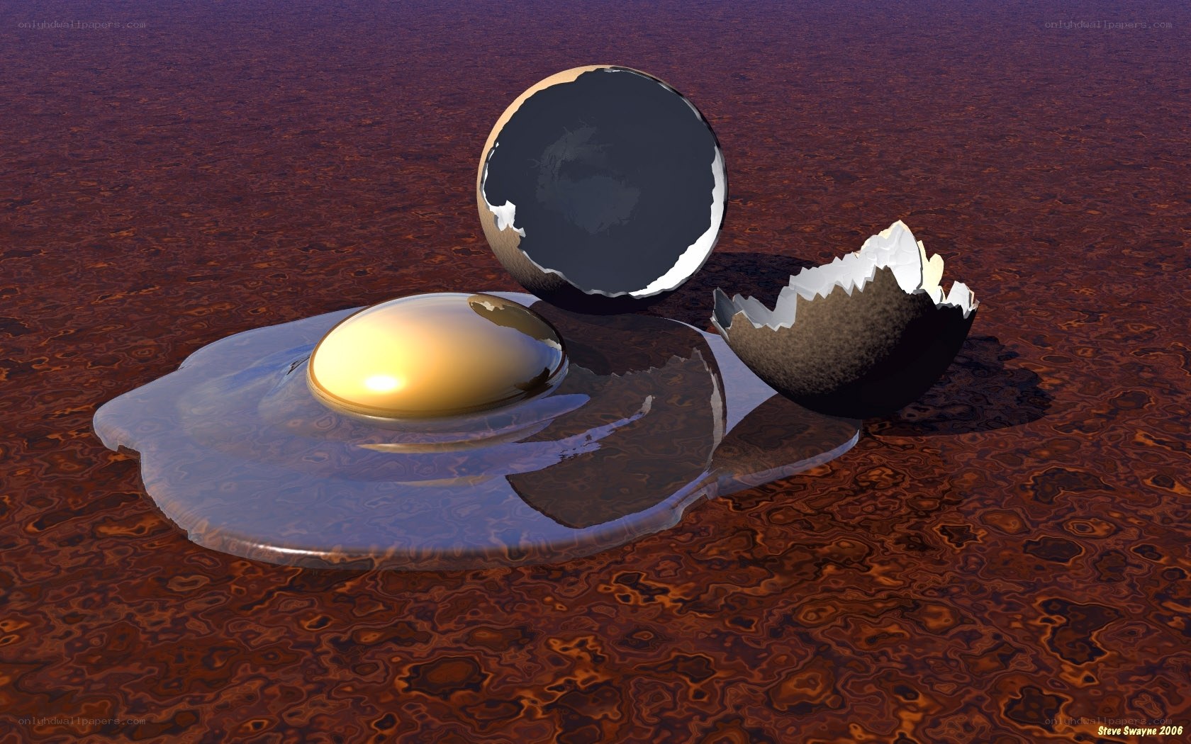 3D-rendered fried egg