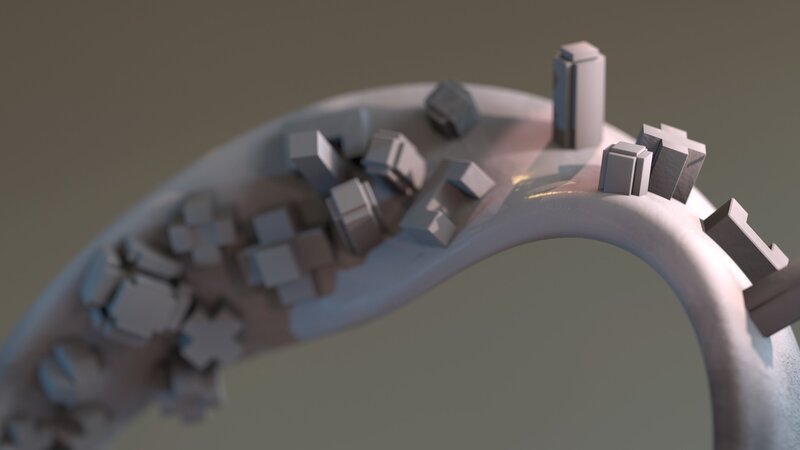 3d Rendered Ring with Cubes