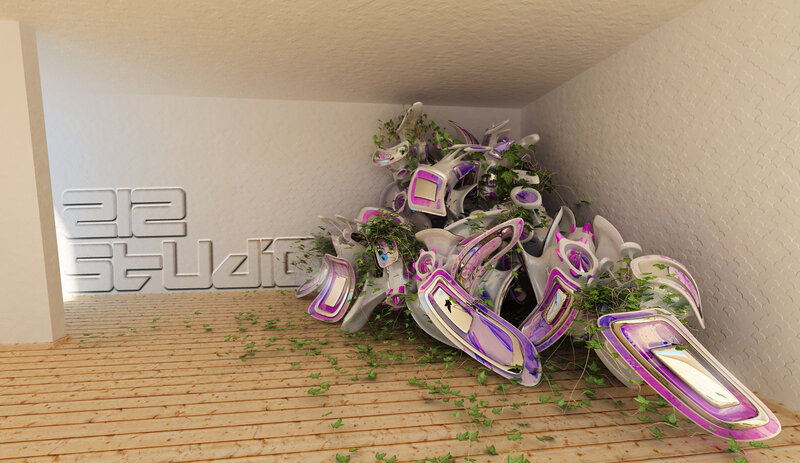 3D sculpture in studio corner