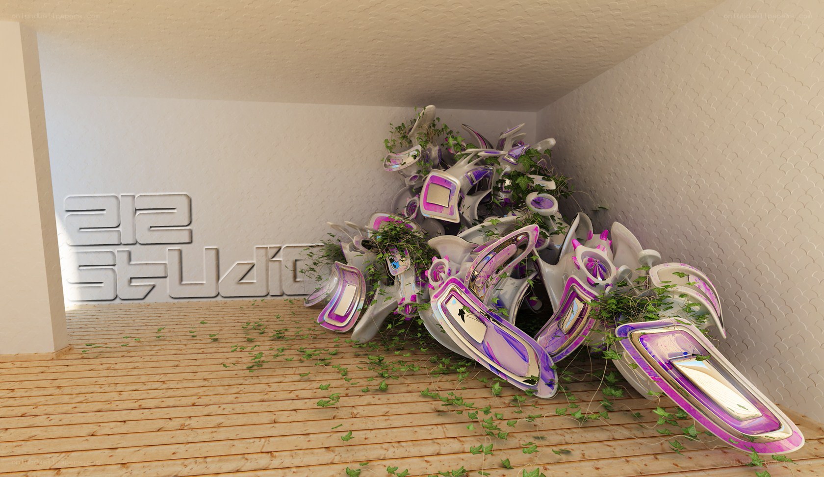 3D sculpture in studio corner