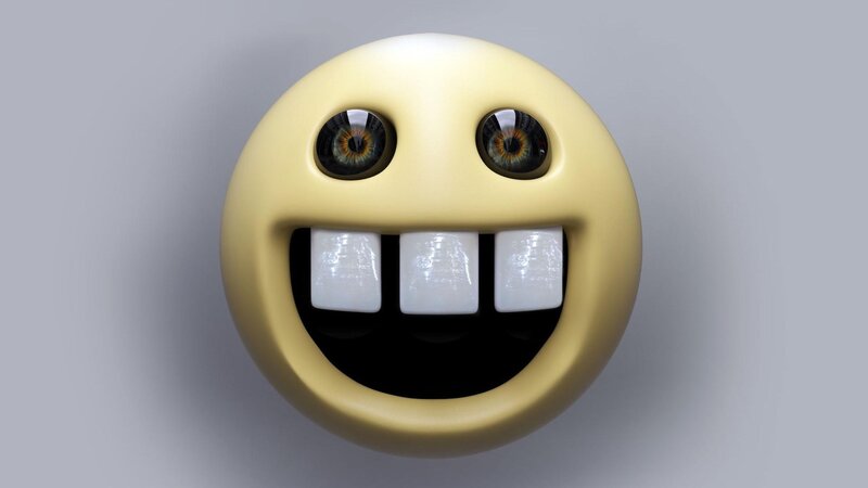 3D smiley face with human eyes