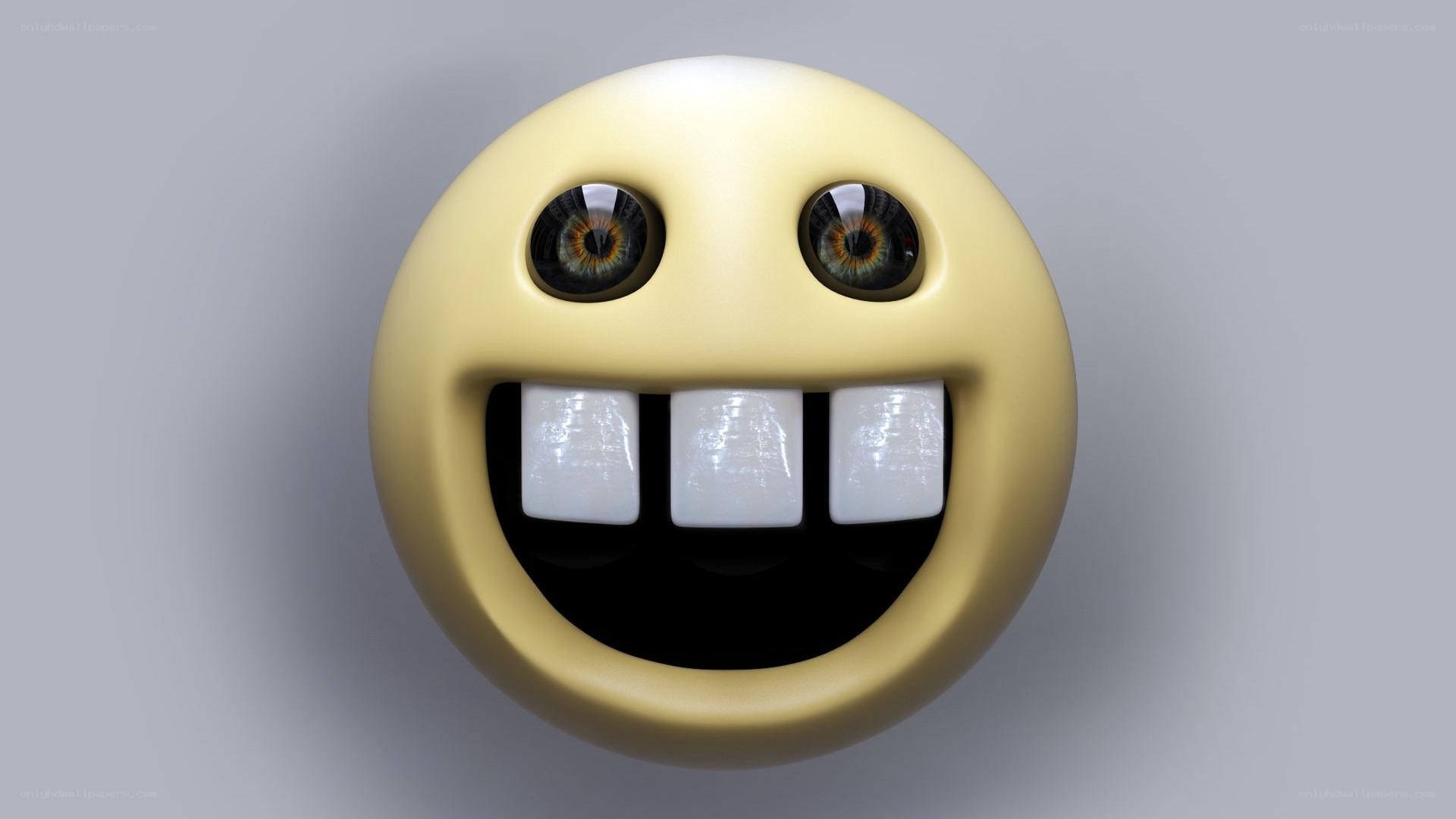 3D smiley face with human eyes