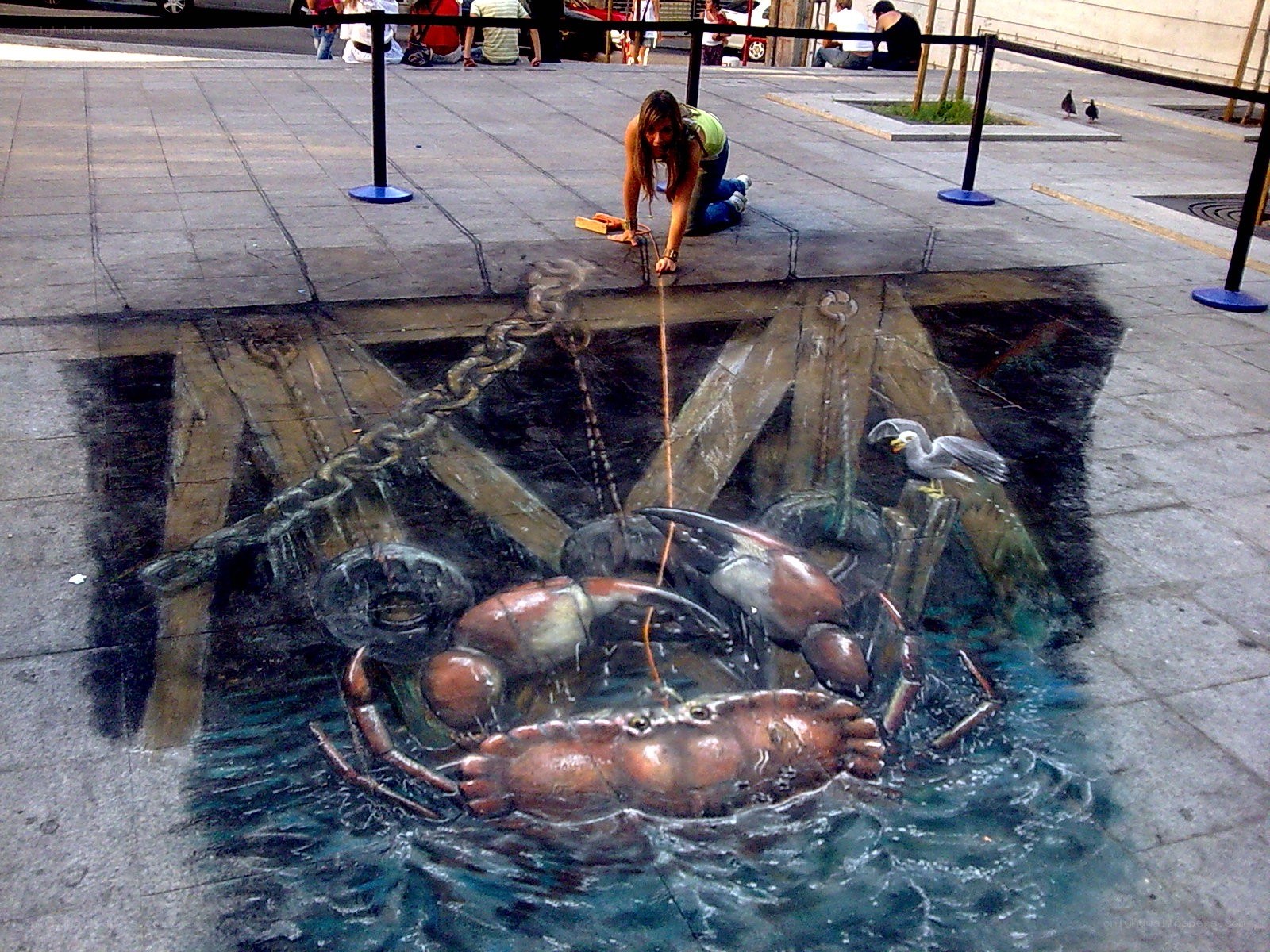 3D street art crab illusion