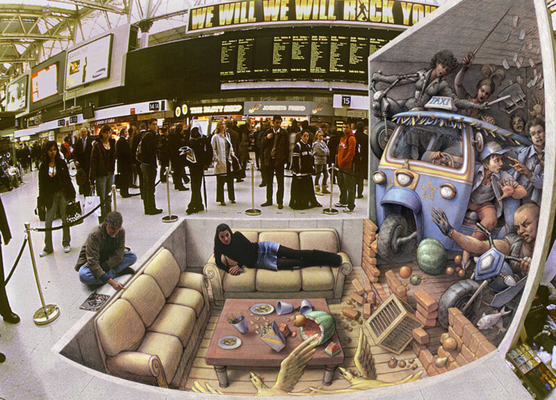 3D Street Art Illusion — Blue, Chaotic