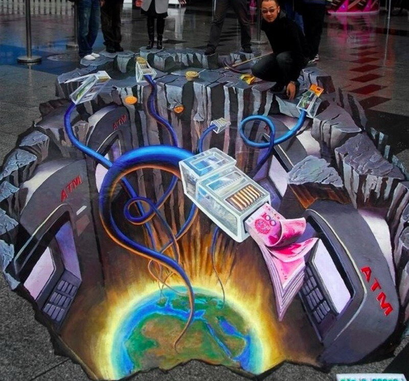 3D Street Art Illusion — Blue