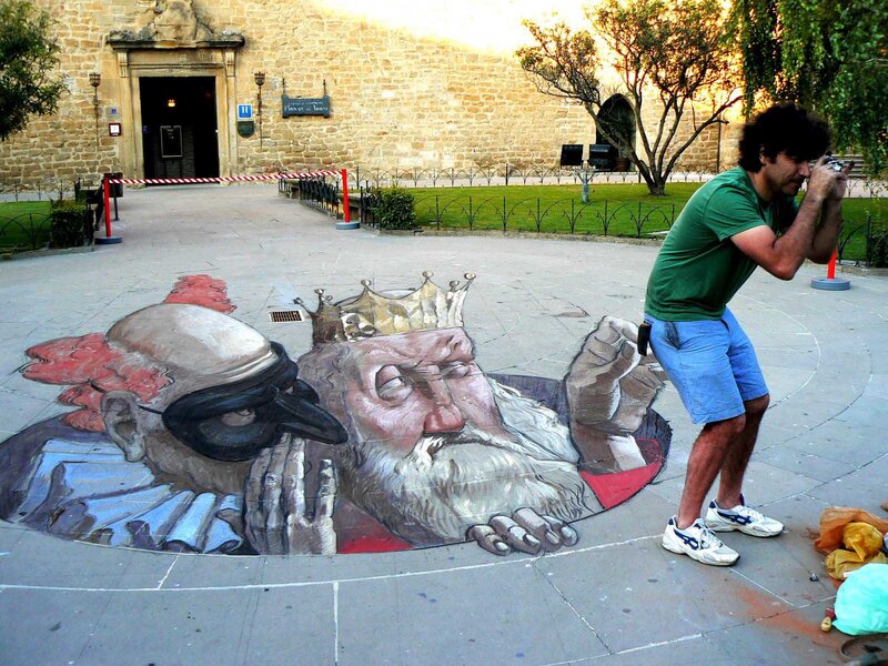 3D Street Art Illusion — Gray, Dramatic, Afternoon