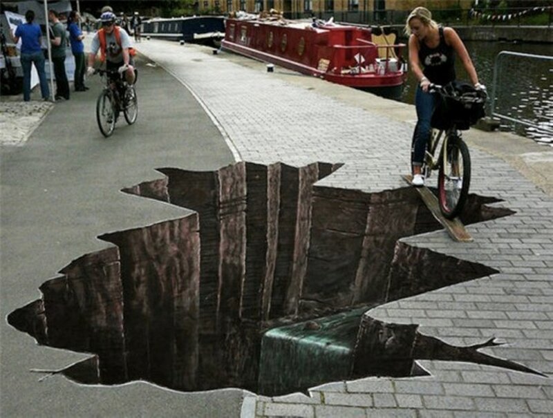 3d Street Art Illusion — Gray