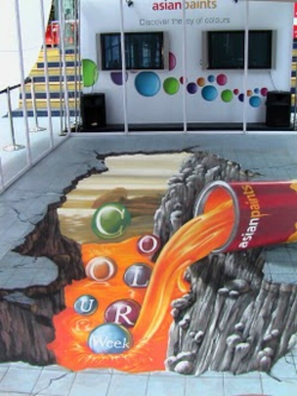 3D street art with paint can