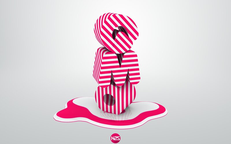 3D striped letter sculpture