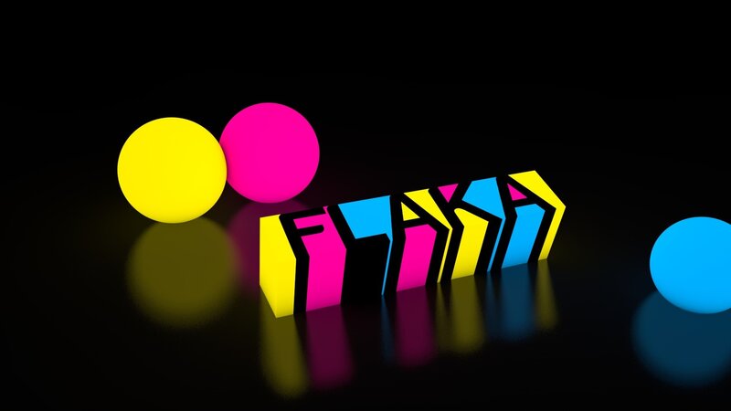 3D Text and Spheres — Black