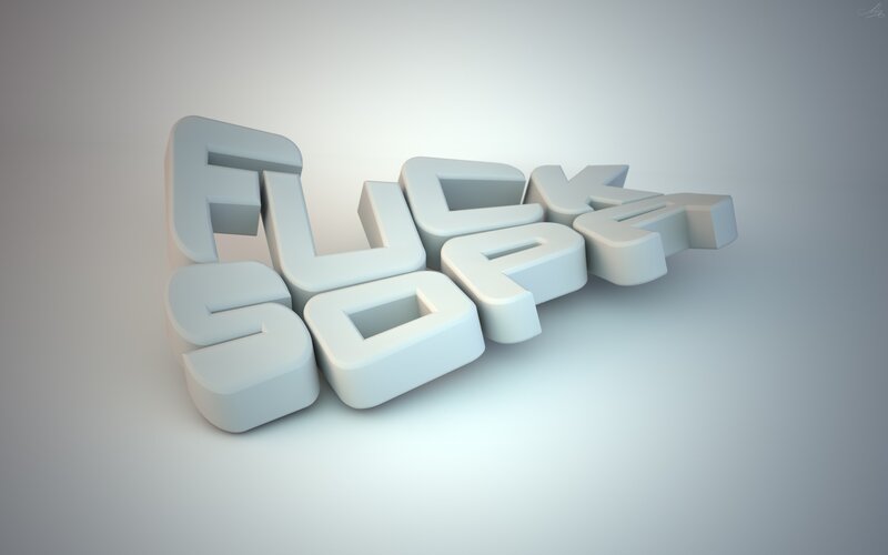 3D text art of 'FUCK SOFA'