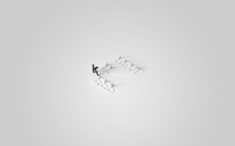 3D text art on gray background