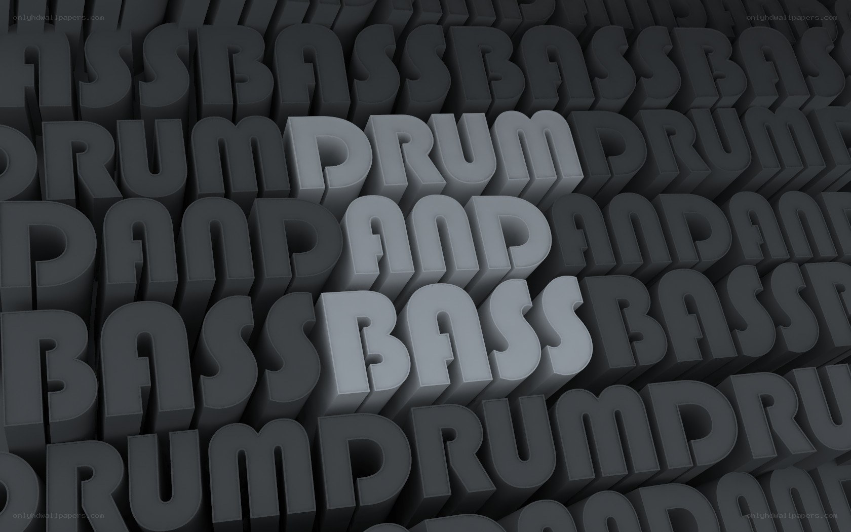 3D text art with bass and drum