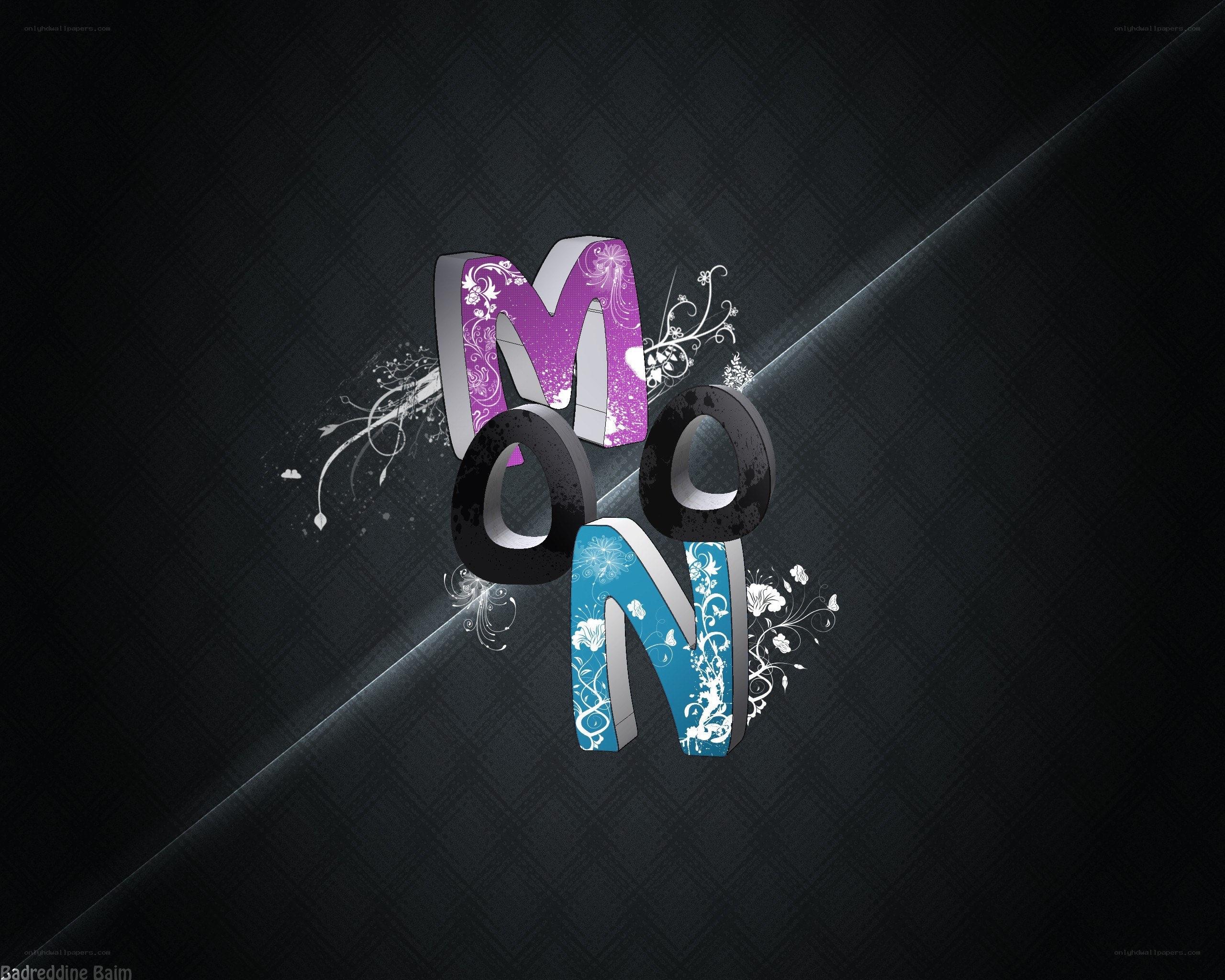 3D text art with floral design