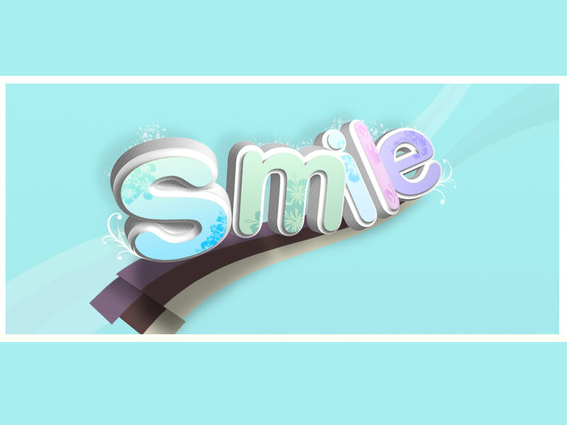 3D text design with floral patterns