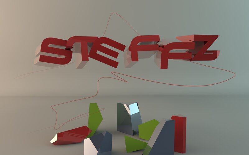 3D text design with geometric shapes
