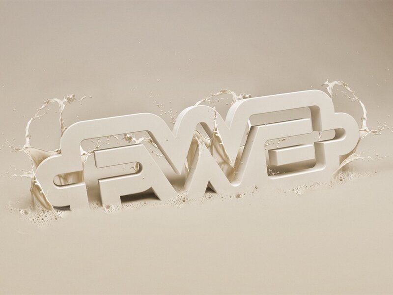 3D text emerging from liquid