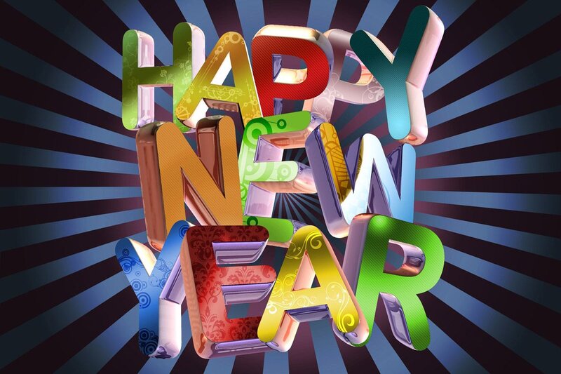 3D Text Happy New Year — Blue, Festive, 3d Render
