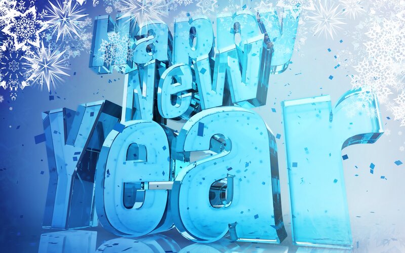 3D Text Happy New Year — Blue, Festive