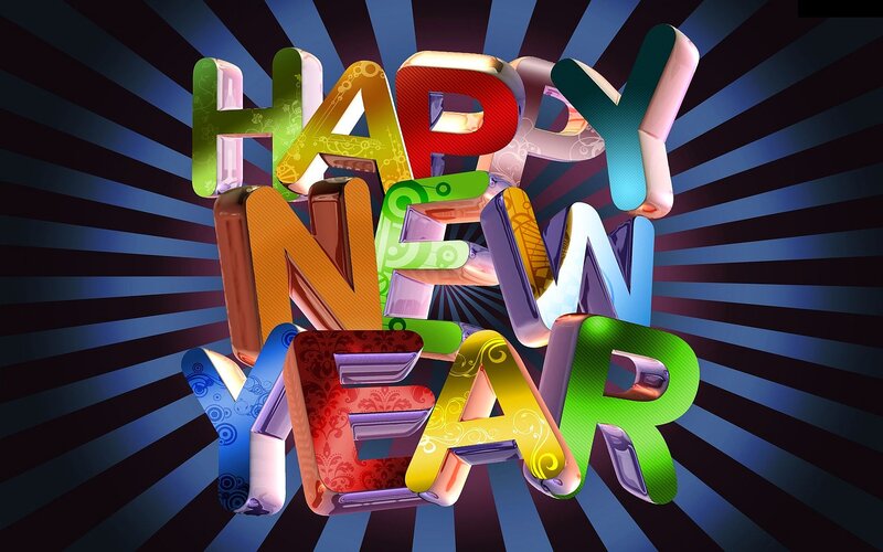 3D Text Happy New Year — Blue