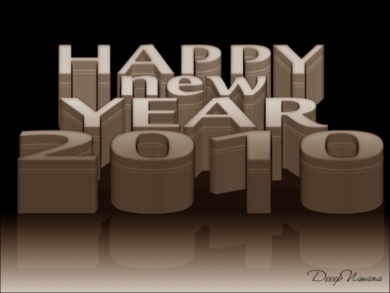 3D Text Happy New Year — Brown