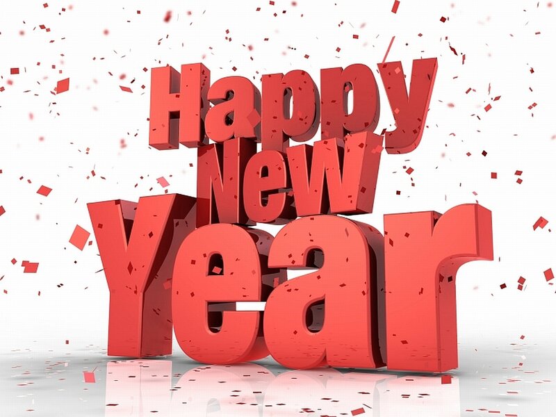 3d Text Happy New Year — Red, Celebratory, 3d Render, Confetti