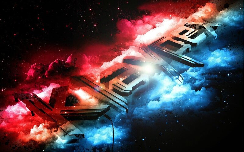 3d Text in Space — Red