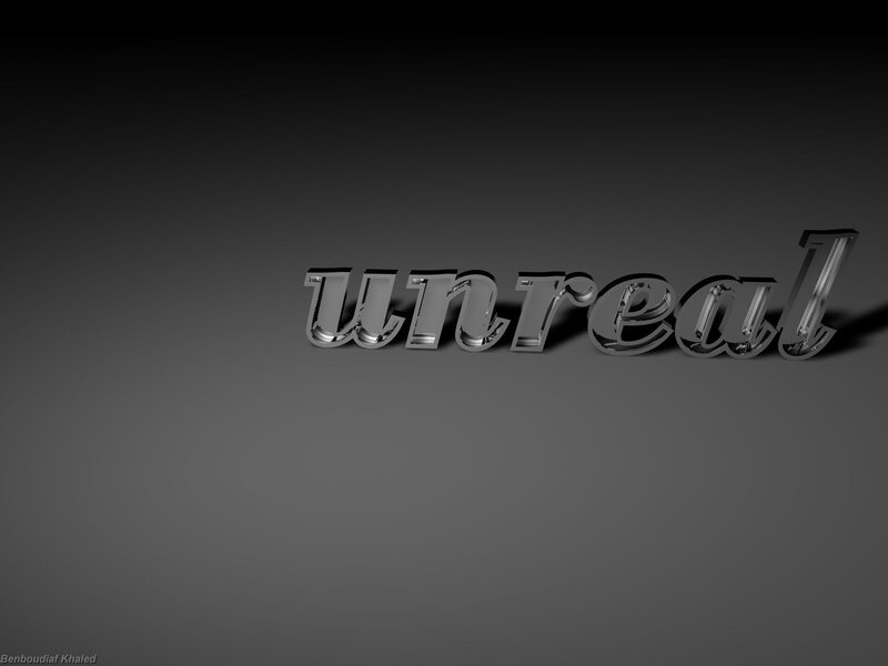 3D text logo of the word unreal