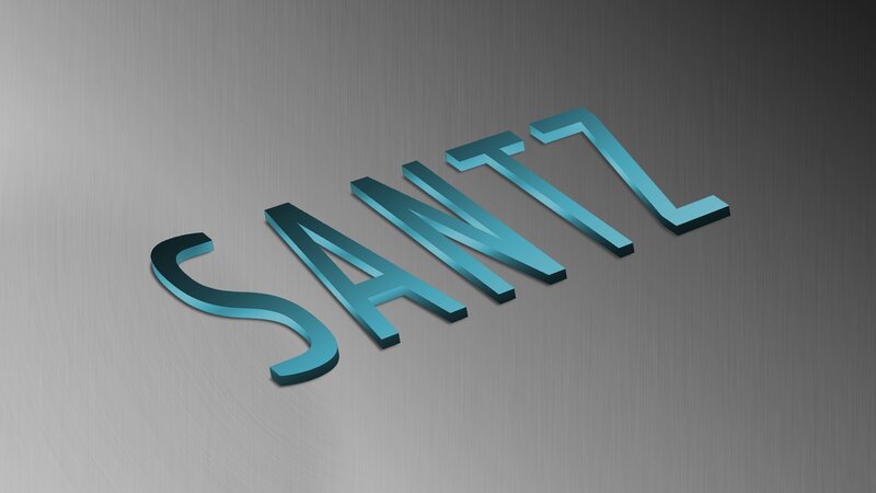 3D text logo on metal