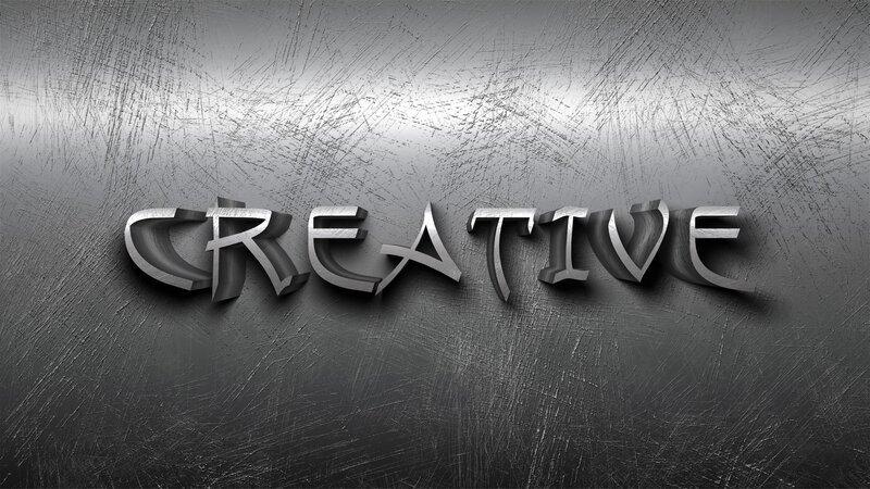 3D Text on Metal Surface — Gray