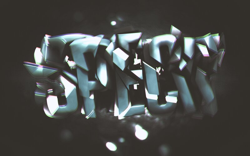 3D Text Sculpture — Gray, Dark