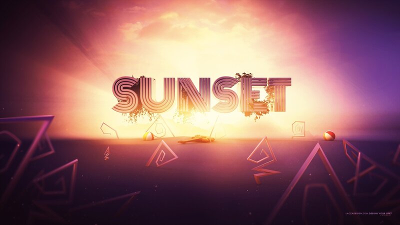 3D Text Sunset — Purple