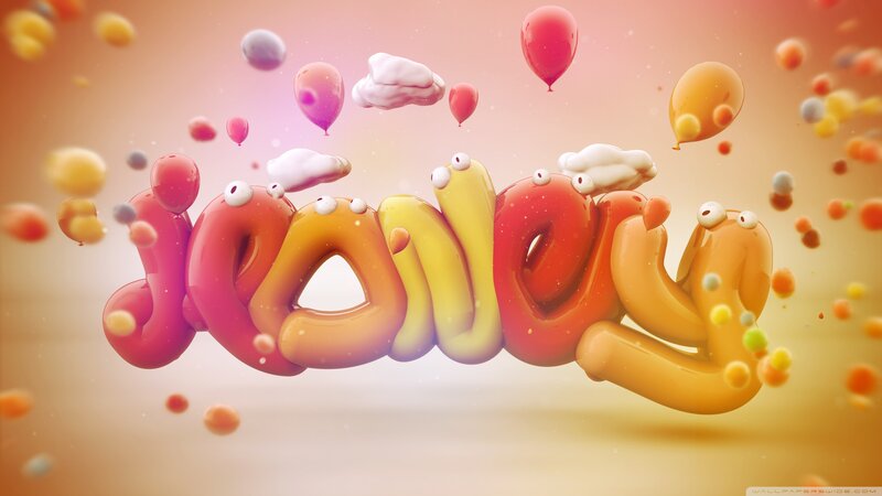 3D Text with Balloons — Yellow