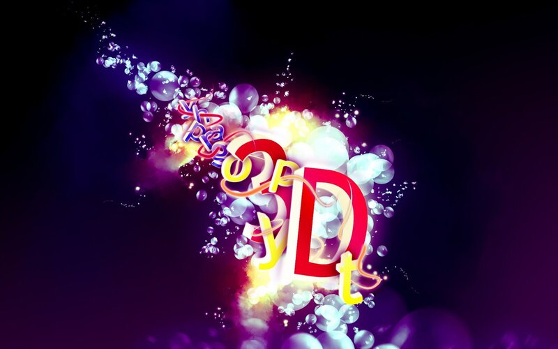 3D text with bubbles and light