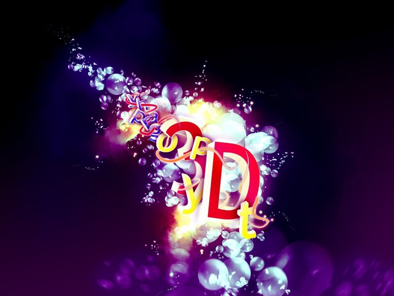 3D Text with Bubbles — Purple