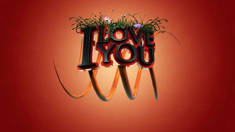 3D Text with Flowers